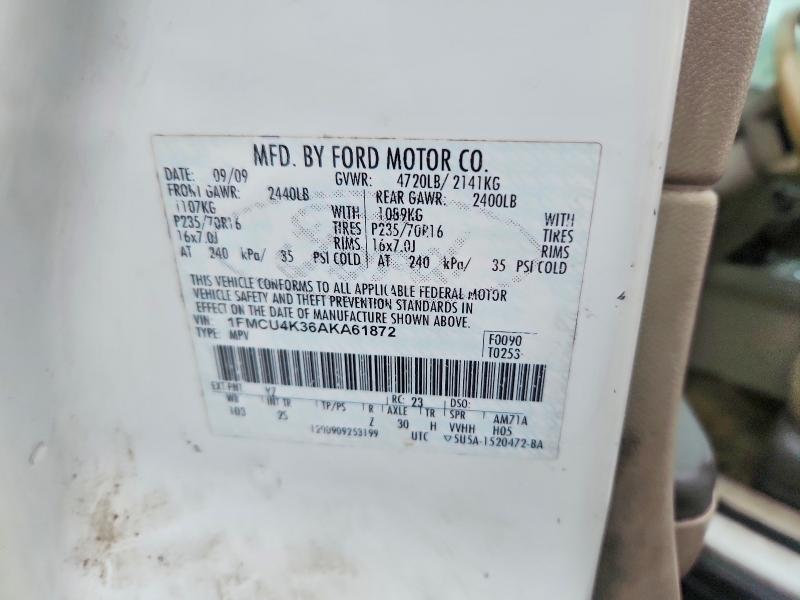 Продажа на аукционе авто 2010 Ford Escape, vin: 1FMCU4K36AKA61872, номер лота: 69160736