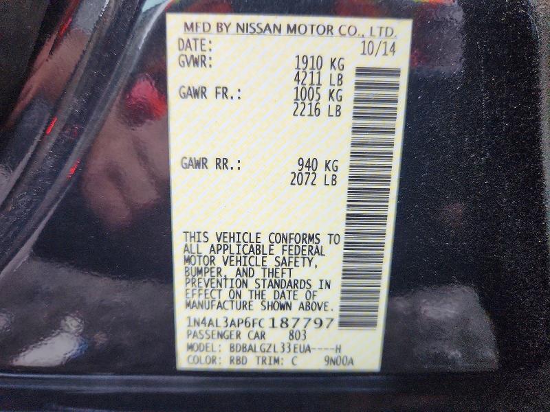 Продаж на аукціоні авто 2015 Nissan Altima, vin: 1N4AL3AP6FC187797, номер лоту: 69622016