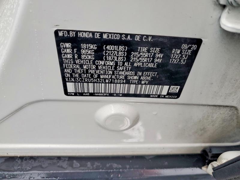 2020 Honda Hr-v მანქანა იყიდება აუქციონზე, vin: 3CZRU5H32LM718894, აუქციონის ნომერი: 70171476