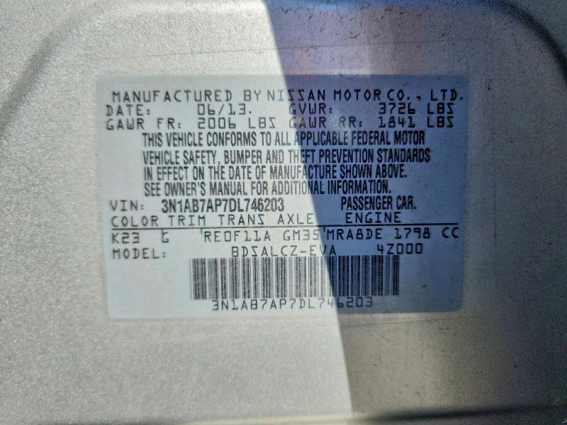 Продаж на аукціоні авто 2013 Nissan Sentra, vin: 3N1AB7AP7DL746203, номер лоту: 69622556