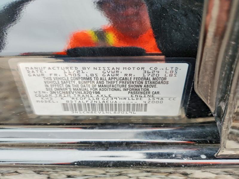2022 Nissan Versa მანქანა იყიდება აუქციონზე, vin: 3N1CN8EV1NL820196, აუქციონის ნომერი: 68171646