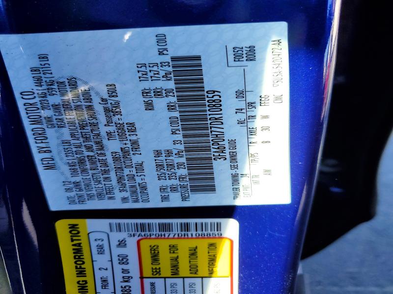 Продаж на аукціоні авто 2013 Ford Fusion, vin: 3FA6P0H77DR108859, номер лоту: 69561826