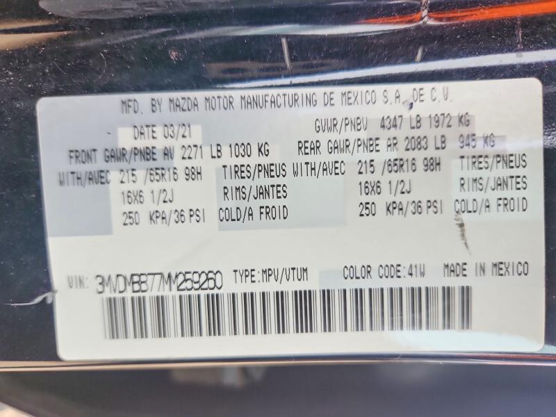 2021 Mazda Cx-30 მანქანა იყიდება აუქციონზე, vin: 3MVDMBB77MM259260, აუქციონის ნომერი: 70622976