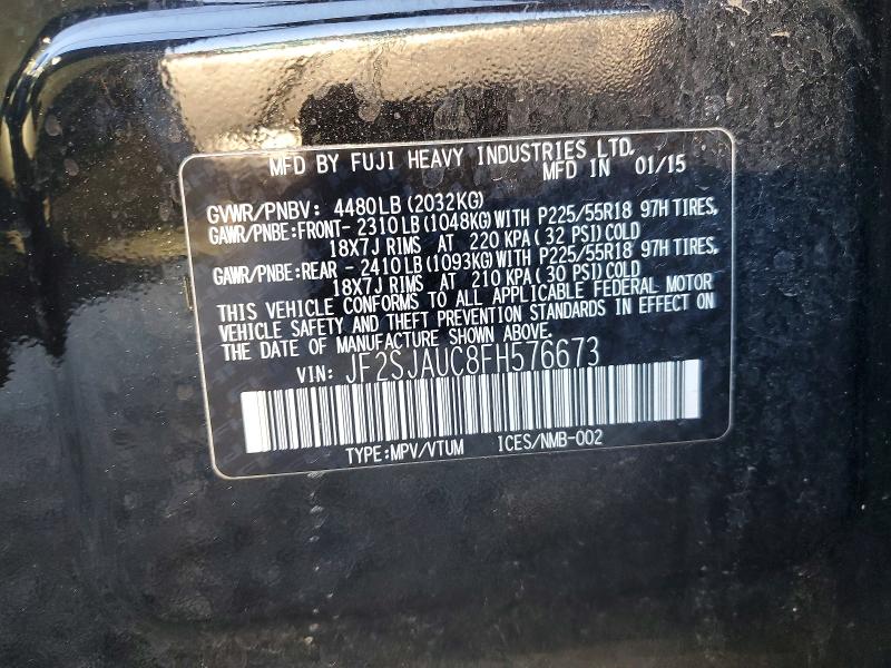 67264046 :رقم المزاد ، JF2SJAUC8FH576673 vin ، 2015 Subaru Forester مزاد بيع