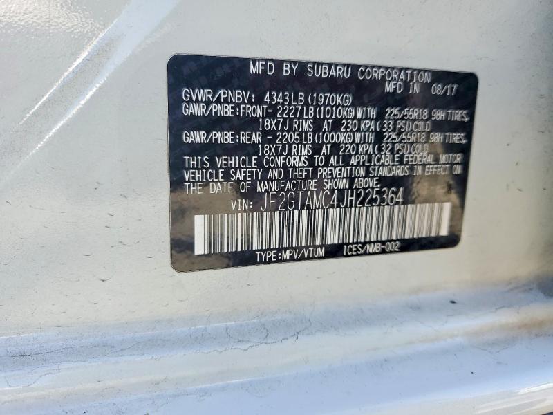 2018 Subaru Crosstrek მანქანა იყიდება აუქციონზე, vin: JF2GTAMC4JH225364, აუქციონის ნომერი: 67851476