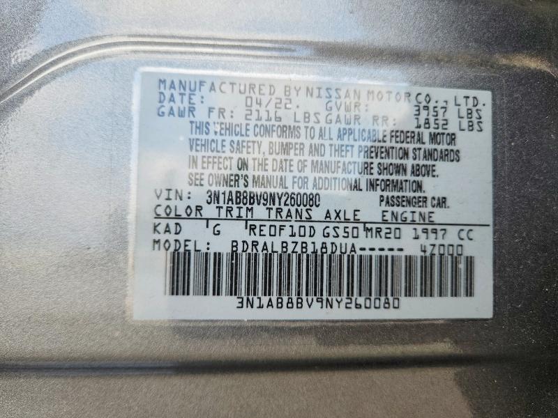 Auction sale of the 2022 Nissan Sentra, vin: 3N1AB8BV9NY260080, lot number: 69783336