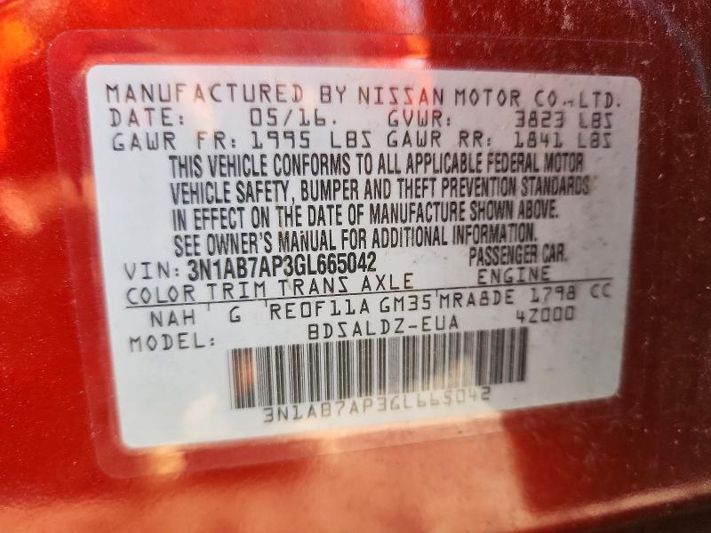 Продажа на аукционе авто 2016 Nissan Sentra, vin: 3N1AB7AP3GL665042, номер лота: 69819766