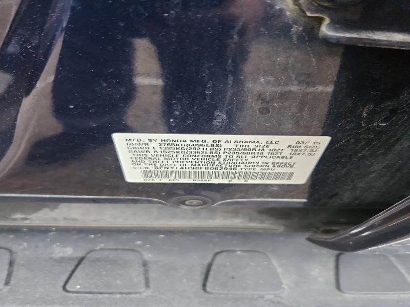 69808396 :رقم المزاد ، 5FNYF4H98FB062946 vin ، 2015 Honda Pilot مزاد بيع