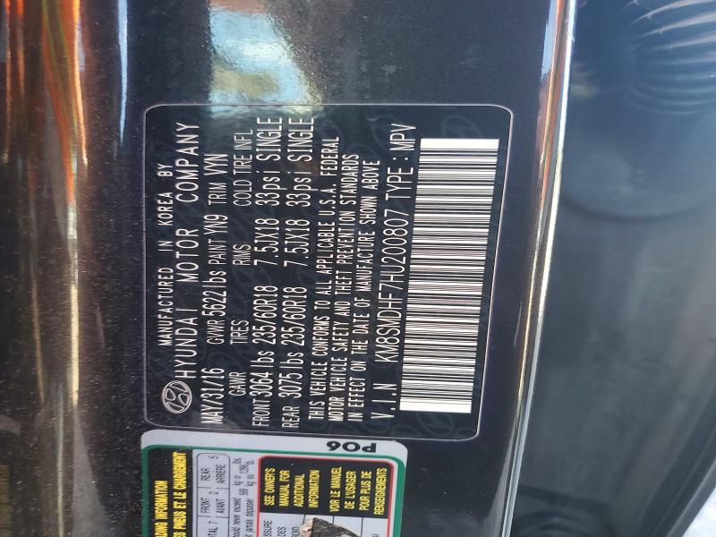 Aukcja sprzedaży 2017 Hyundai Santa Fe, vin: KM8SMDHF7HU200807, numer aukcji: 68219396