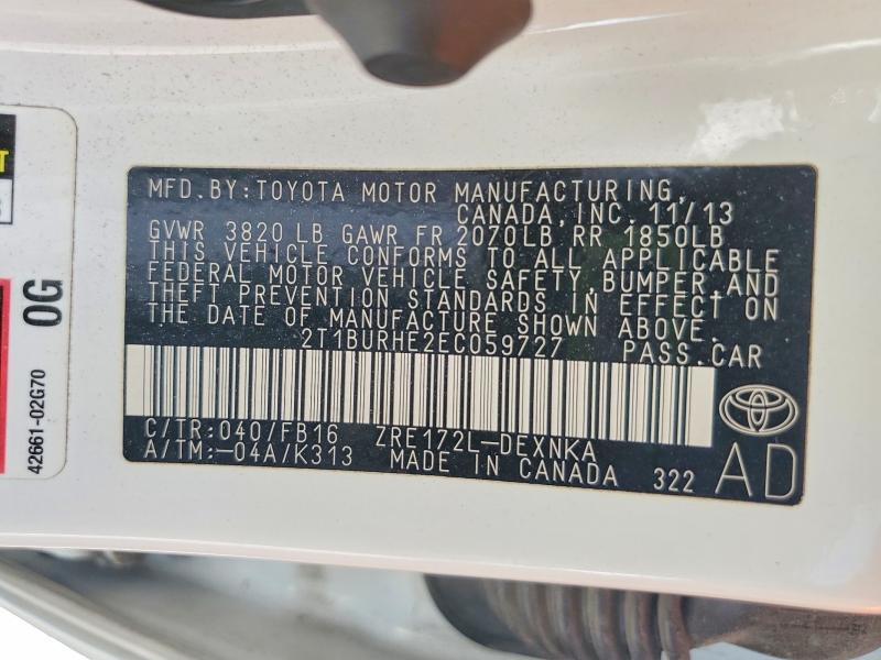 Продаж на аукціоні авто 2014 Toyota Corolla, vin: 2T1BURHE2EC059727, номер лоту: 68426456