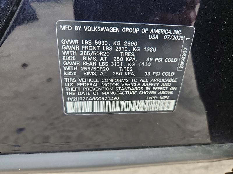Aukcja sprzedaży 2025 Volkswagen Atlas, vin: 1V2HR2CA8SC574290, numer aukcji: 69177306