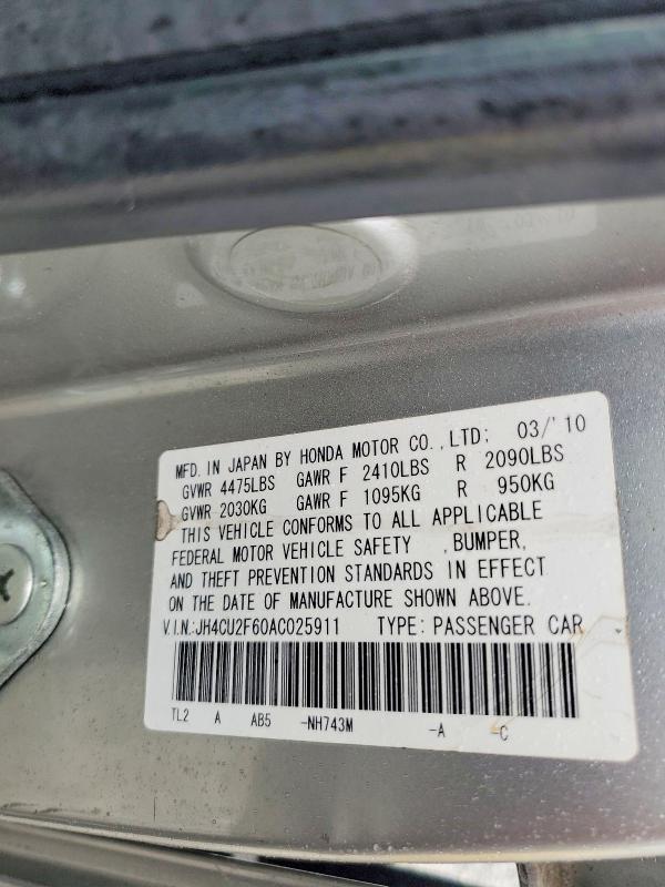 69861886 :رقم المزاد ، JH4CU2F60AC025911 vin ، 2010 Acura Tsx مزاد بيع