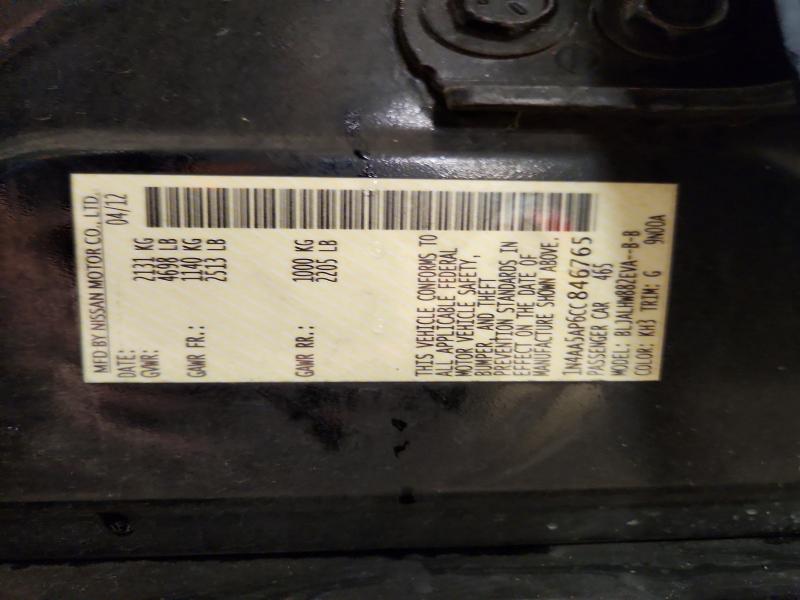 Aukcja sprzedaży 2012 Nissan Maxima, vin: 1N4AA5AP6CC846765, numer aukcji: 70897856