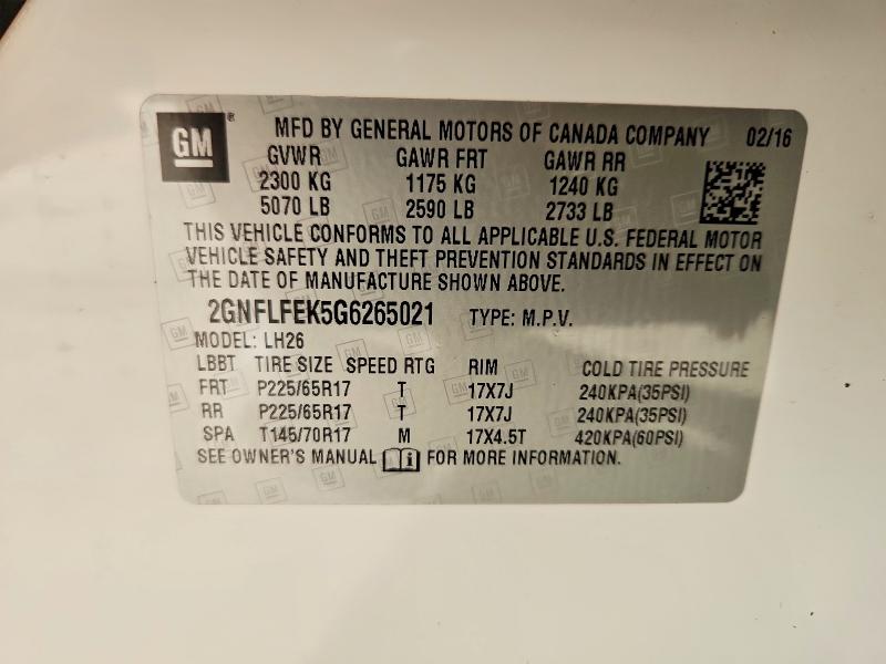 Продажа на аукционе авто 2016 Chevrolet Equinox, vin: 2GNFLFEK5G6265021, номер лота: 70614256