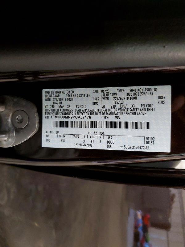 Продаж на аукціоні авто 2023 Ford Escape, vin: 1FMCU9MN9PUA57176, номер лоту: 69930576