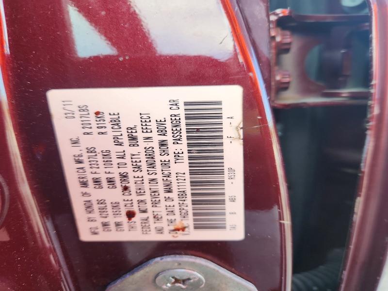 Продаж на аукціоні авто 2011 Honda Accord, vin: 1HGCP2F49BA111272, номер лоту: 67514326