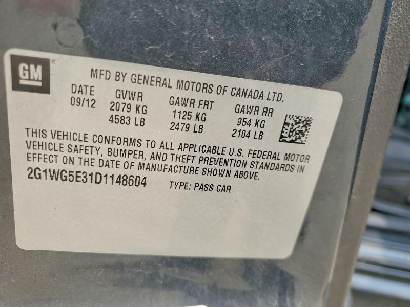 Auction sale of the 2013 Chevrolet Impala, vin: 2G1WG5E31D1148604, lot number: 68055146