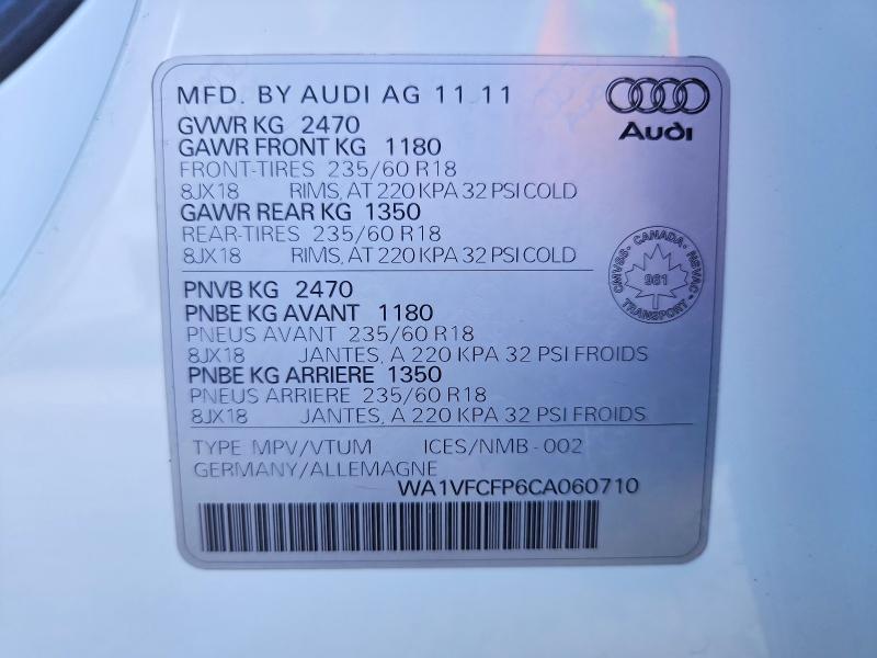 Продажа на аукционе авто 2012 Audi Q5, vin: WA1VFCFP6CA060710, номер лота: 69620176
