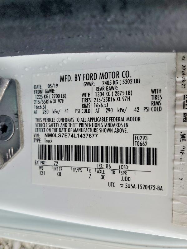 Продаж на аукціоні авто 2020 Ford Transit Connect, vin: NM0LS7E74L1437677, номер лоту: 67398606