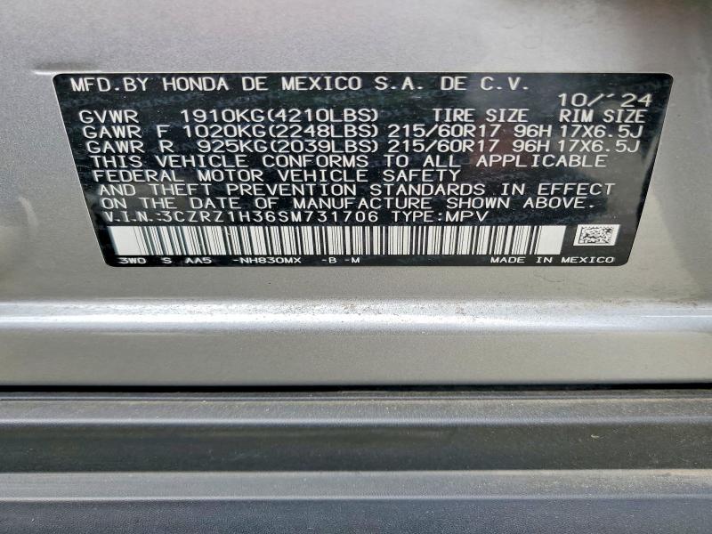 Aukcja sprzedaży 2025 Honda Hr-v, vin: 3CZRZ1H36SM731706, numer aukcji: 67596766