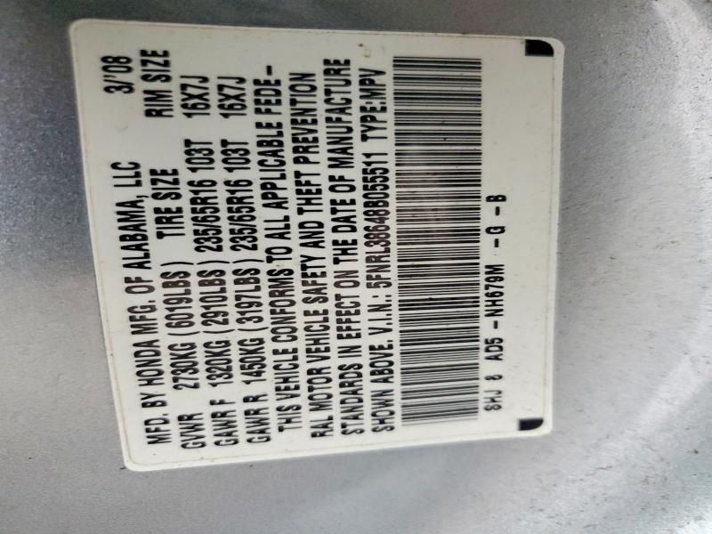 67143036 :رقم المزاد ، 5FNRL38648B055511 vin ، 2008 Honda Odyssey مزاد بيع