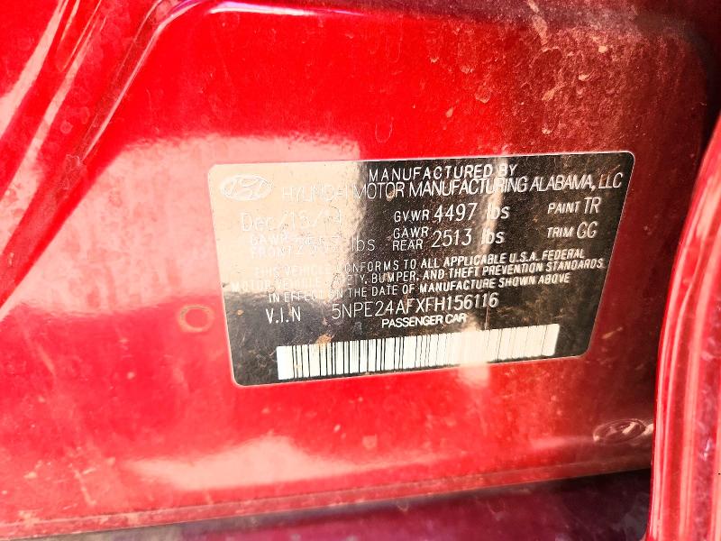 67561016 :رقم المزاد ، 5NPE24AFXFH156116 vin ، 2015 Hyundai Sonata مزاد بيع
