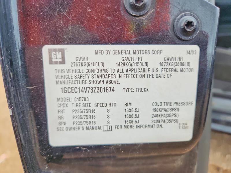69634856 :رقم المزاد ، 1GCEC14V73Z301874 vin ، 2003 Chevrolet Silverado مزاد بيع