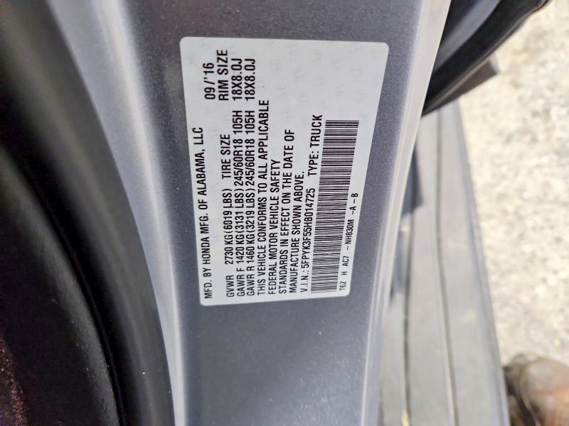 Продажа на аукционе авто 2017 Honda Ridgeline, vin: 5FPYK3F55HB014725, номер лота: 69708316
