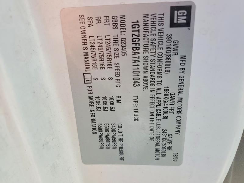 Auction sale of the 2010 Gmc Savana, vin: 1GTZGFBA7A1101043, lot number: 70045486