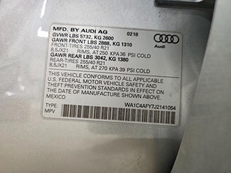 Продажа на аукционе авто 2018 Audi Sq5, vin: WA1C4AFY7J2141054, номер лота: 71420806