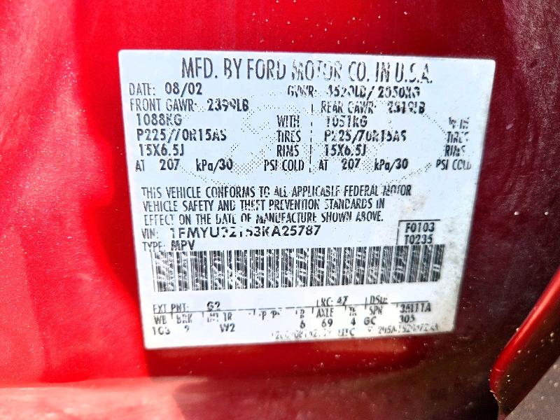 Продажа на аукционе авто 2003 Ford Escape Ltd, vin: 1FMYU92153KA25787, номер лота: 67243396