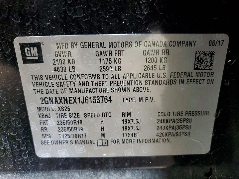 Aukcja sprzedaży 2018 Chevrolet Equinox, vin: 2GNAXNEX1J6153764, numer aukcji: 69215716