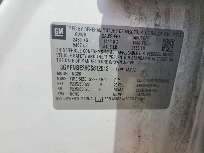 2012 Cadillac Srx მანქანა იყიდება აუქციონზე, vin: 3GYFNBE38CS612612, აუქციონის ნომერი: 67188866