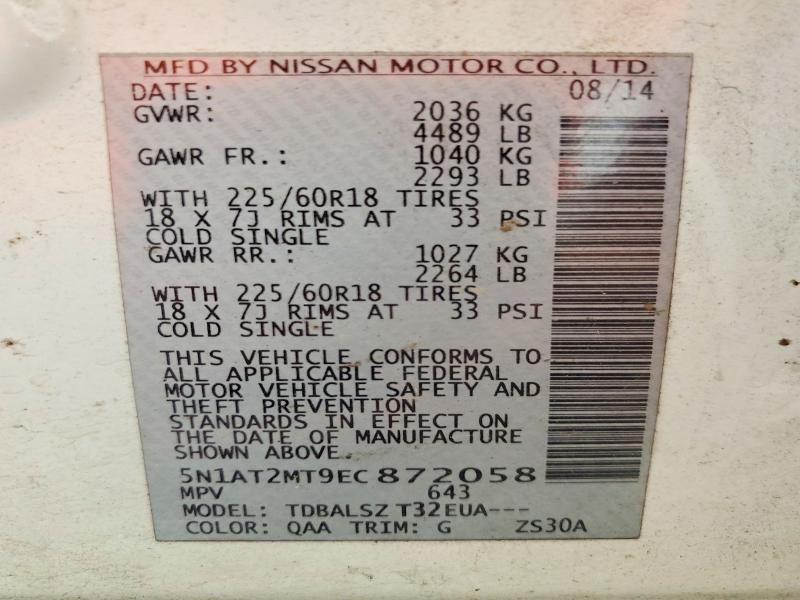 Aukcja sprzedaży 2014 Nissan Rogue, vin: 5N1AT2MT9EC872058, numer aukcji: 67490146