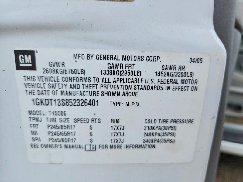 2005 Gmc Envoy მანქანა იყიდება აუქციონზე, vin: 1GKDT13S852326401, აუქციონის ნომერი: 68593476