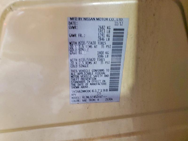 Продаж на аукціоні авто 2013 Nissan Pathfinder, vin: 5N1AR2MM3DC617198, номер лоту: 69806636