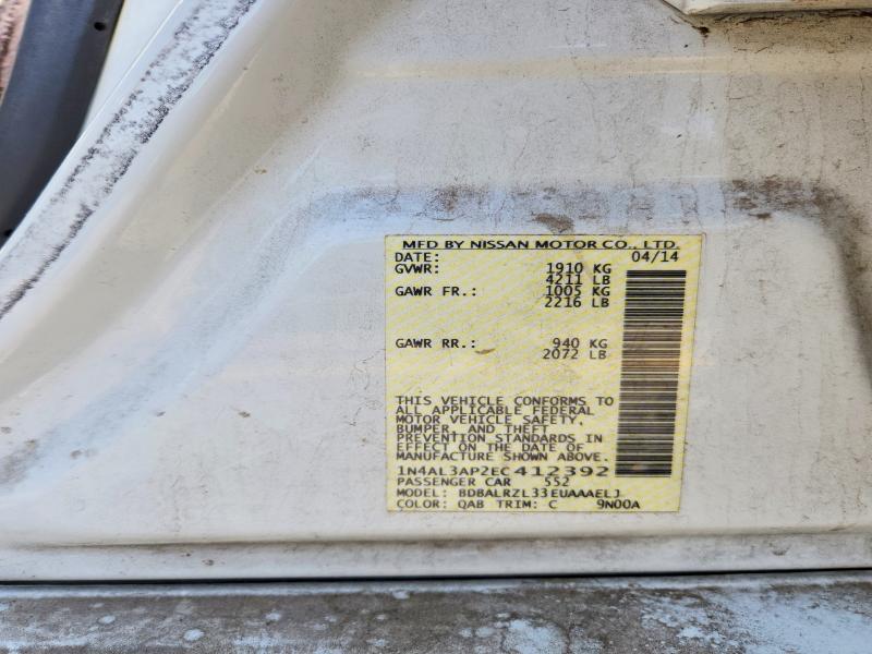 2014 Nissan Altima მანქანა იყიდება აუქციონზე, vin: 1N4AL3AP2EC412392, აუქციონის ნომერი: 65416146