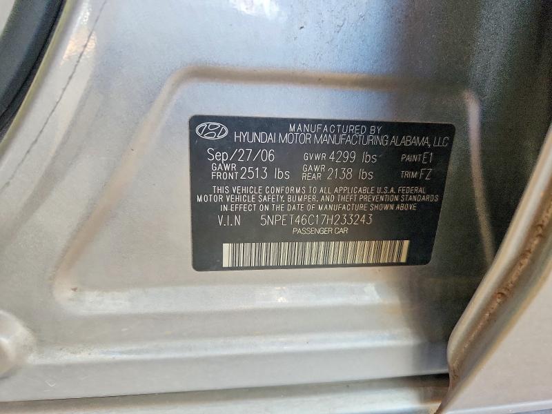 68251736 :رقم المزاد ، 5NPET46C17H233243 vin ، 2007 Hyundai Sonata مزاد بيع