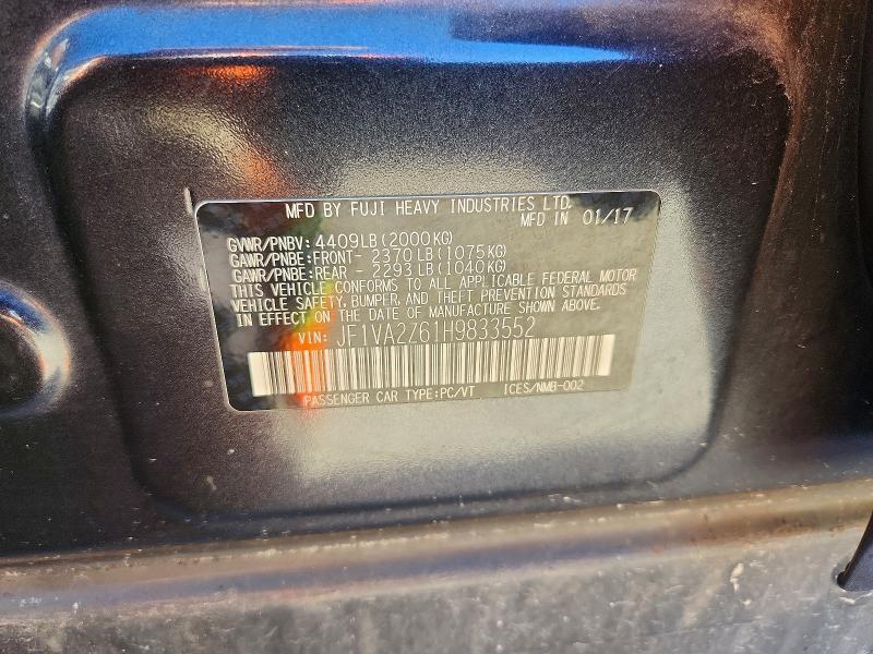 68634976 :رقم المزاد ، JF1VA2Z61H9833552 vin ، 2017 Subaru Wrx مزاد بيع