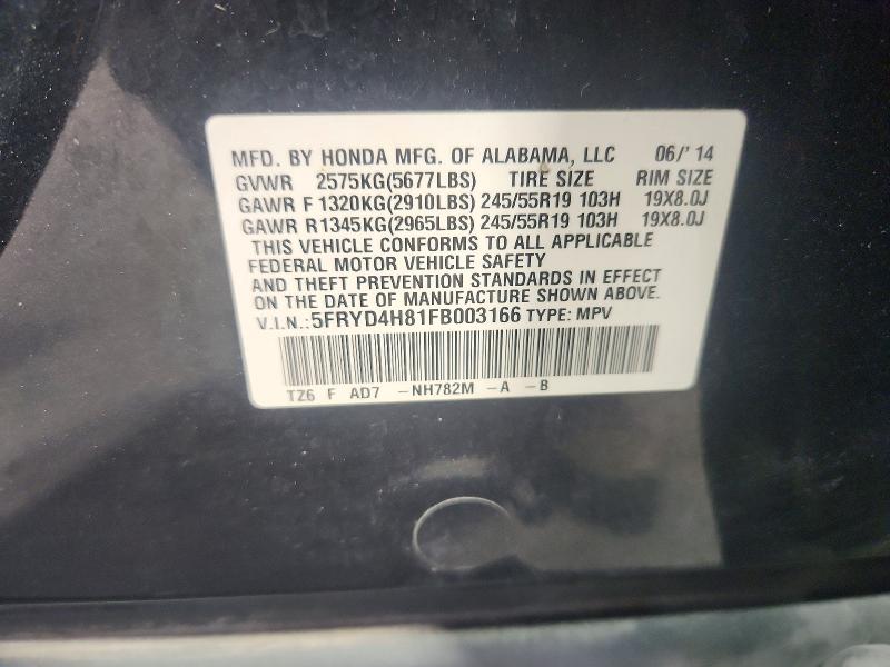 Aukcja sprzedaży 2015 Acura Mdx, vin: 5FRYD4H81FB003166, numer aukcji: 68189166