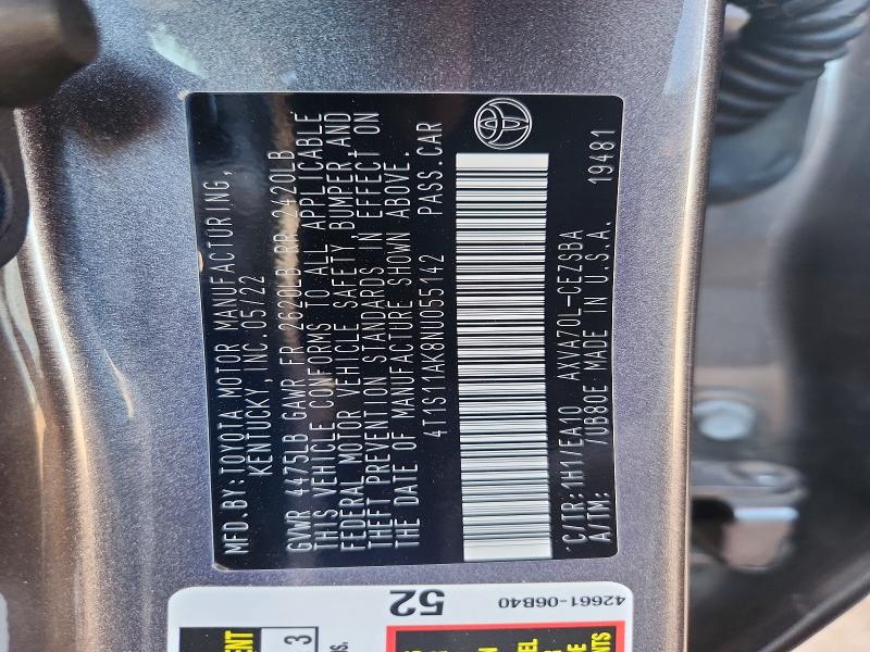 Продажа на аукционе авто 2022 Toyota Camry, vin: 4T1S11AK8NU055142, номер лота: 69808456