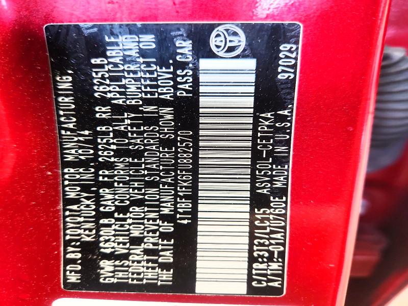 68422756 :رقم المزاد ، 4T1BF1FK6FU882570 vin ، 2015 Toyota Camry مزاد بيع