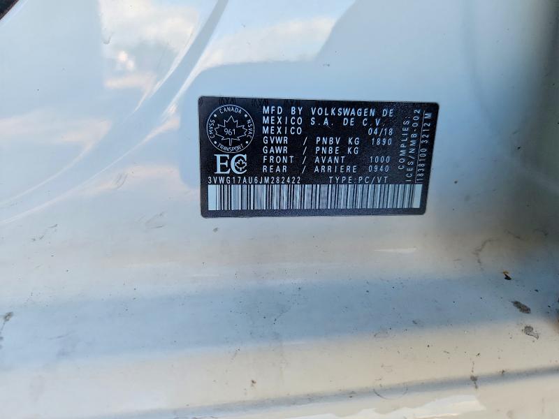 Auction sale of the 2018 Volkswagen Golf, vin: 3VWG17AU6JM282422, lot number: 68675256
