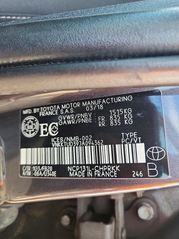 Auction sale of the 2018 Toyota Yaris, vin: VNKKTUD39JA094362, lot number: 70033026