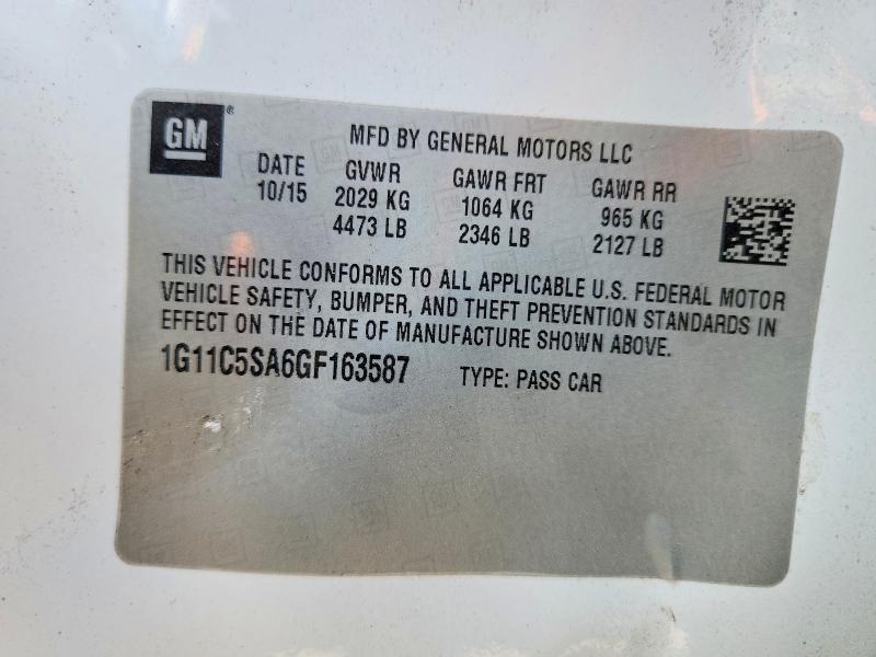 2016 Chevrolet Malibu Limited მანქანა იყიდება აუქციონზე, vin: 1G11C5SA6GF163587, აუქციონის ნომერი: 68616336