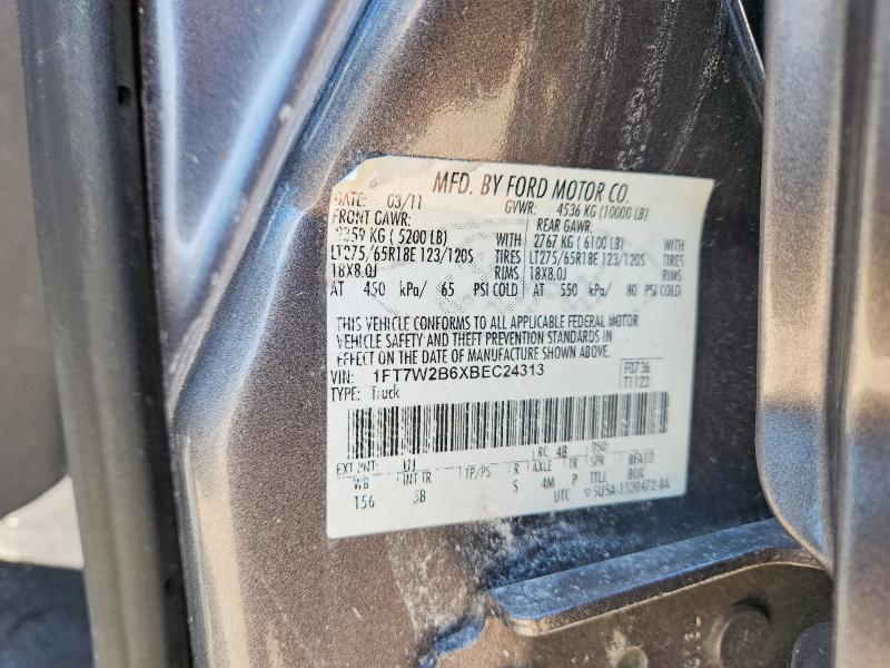 66800266 :رقم المزاد ، 1FT7W2B6XBEC24313 vin ، 2011 Ford F250 مزاد بيع