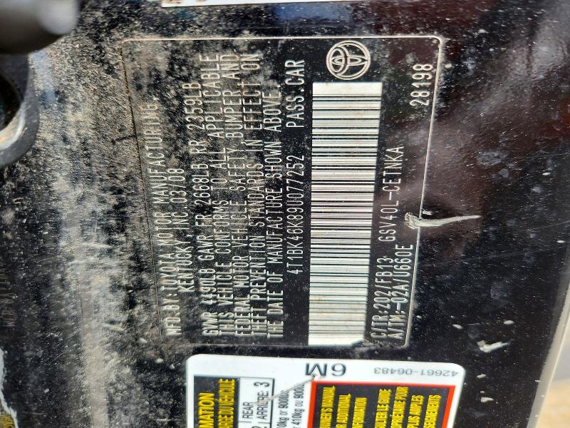 2009 Toyota Camry მანქანა იყიდება აუქციონზე, vin: 4T1BK46K89U077252, აუქციონის ნომერი: 69414076