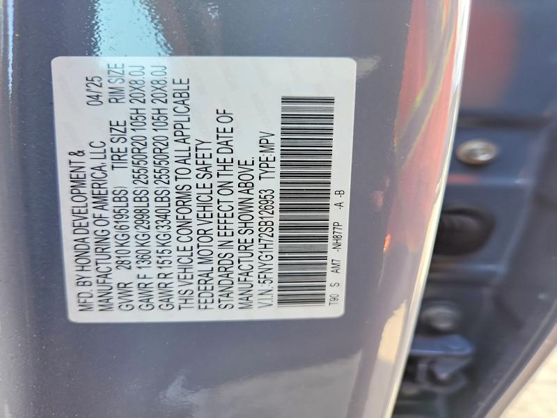 Продажа на аукционе авто 2025 Honda Pilot, vin: 5FNYG1H72SB126953, номер лота: 68429746