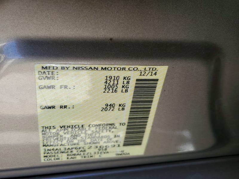 69351446 :رقم المزاد ، 1N4AL3AP6FC236691 vin ، 2015 Nissan Altima مزاد بيع