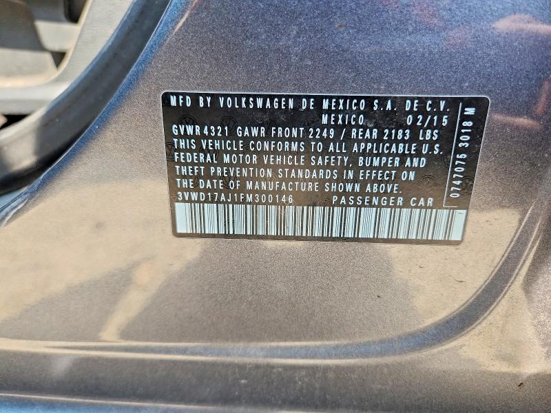 Продаж на аукціоні авто 2015 Volkswagen Jetta, vin: 3VWD17AJ1FM300146, номер лоту: 68401536